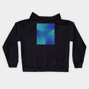 three cuttings of 3D abstract blue pattern in the style of lattice characters It's like a braided Kids Hoodie